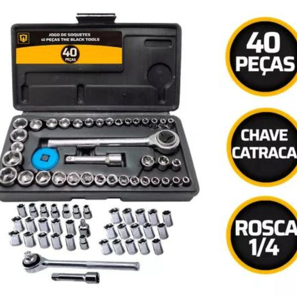 Kit De Ferramentas 40 Peças Chave Catraca Reversível Com Maleta Jogo De Ferramentas Completo